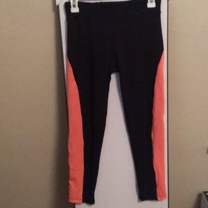Black and pink Capri length exercise pants
